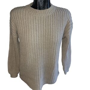 Lauren Taylor Beige Crew Neck Knit Sweater S